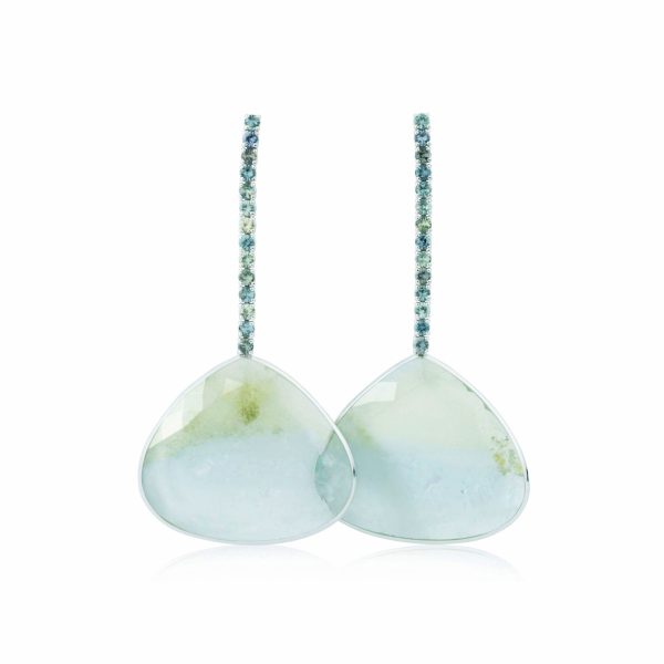 Two-Tone Beryl and Sapphire Earrings