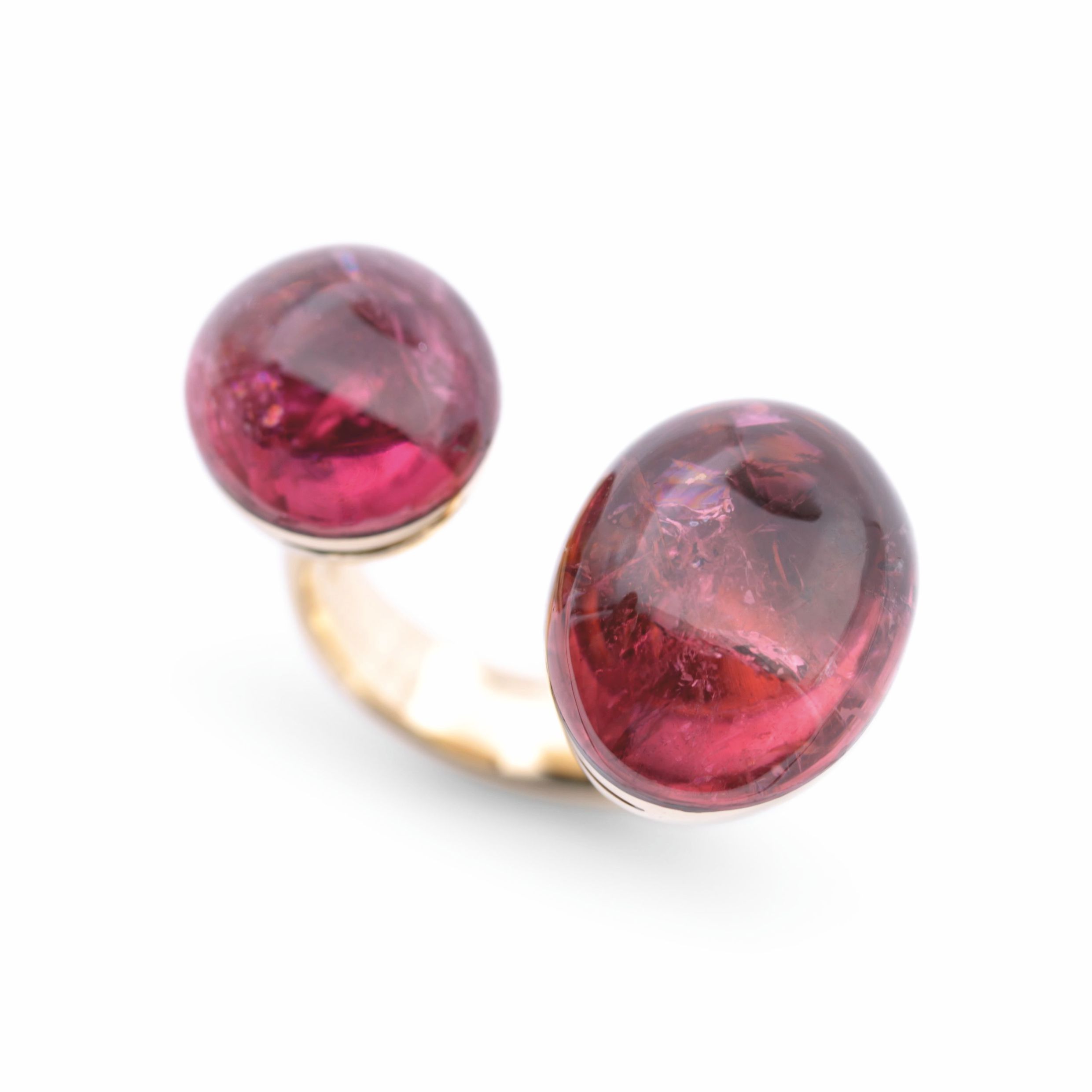 Rubellite Double Cabochon Ring