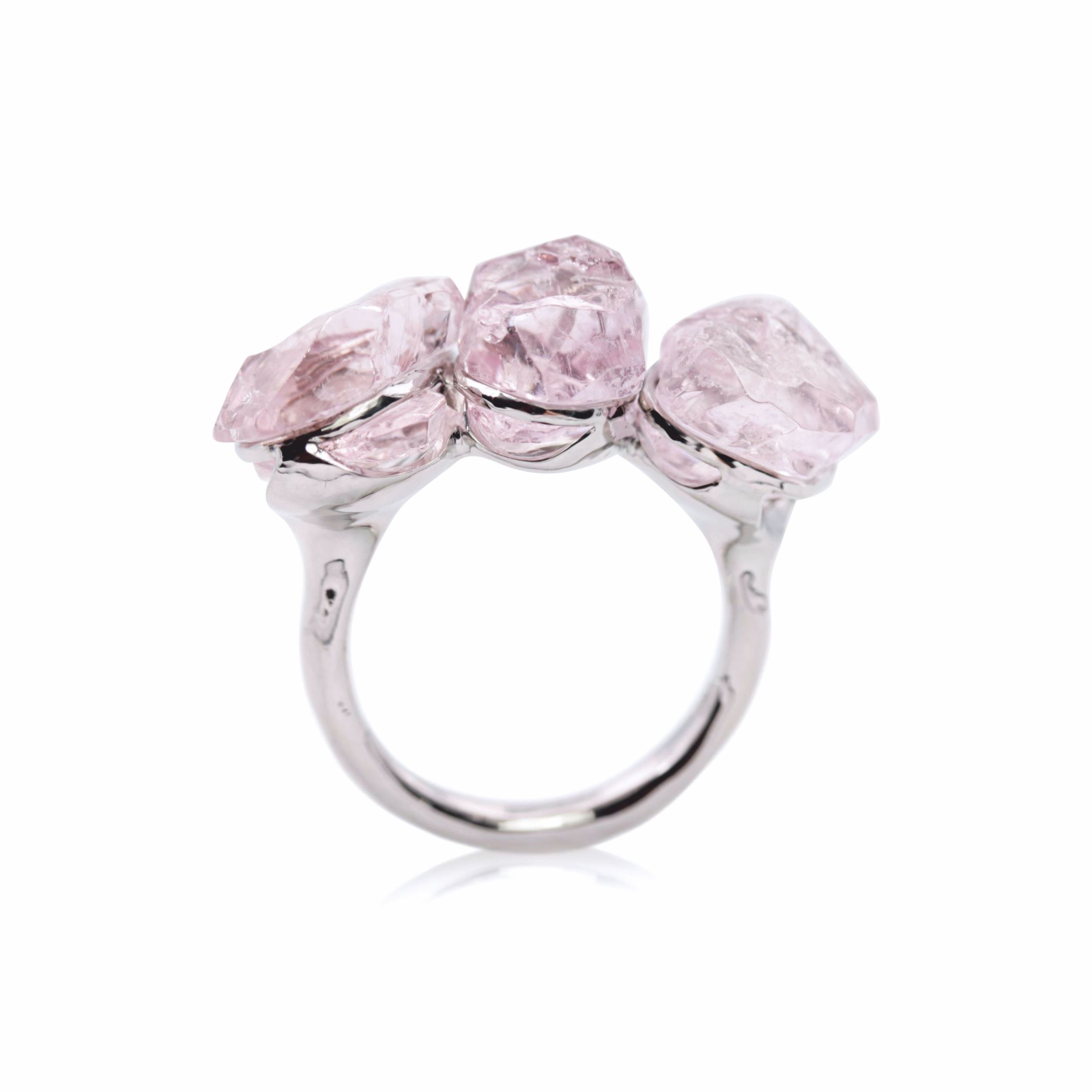 Rough Morganite Platinum Ring