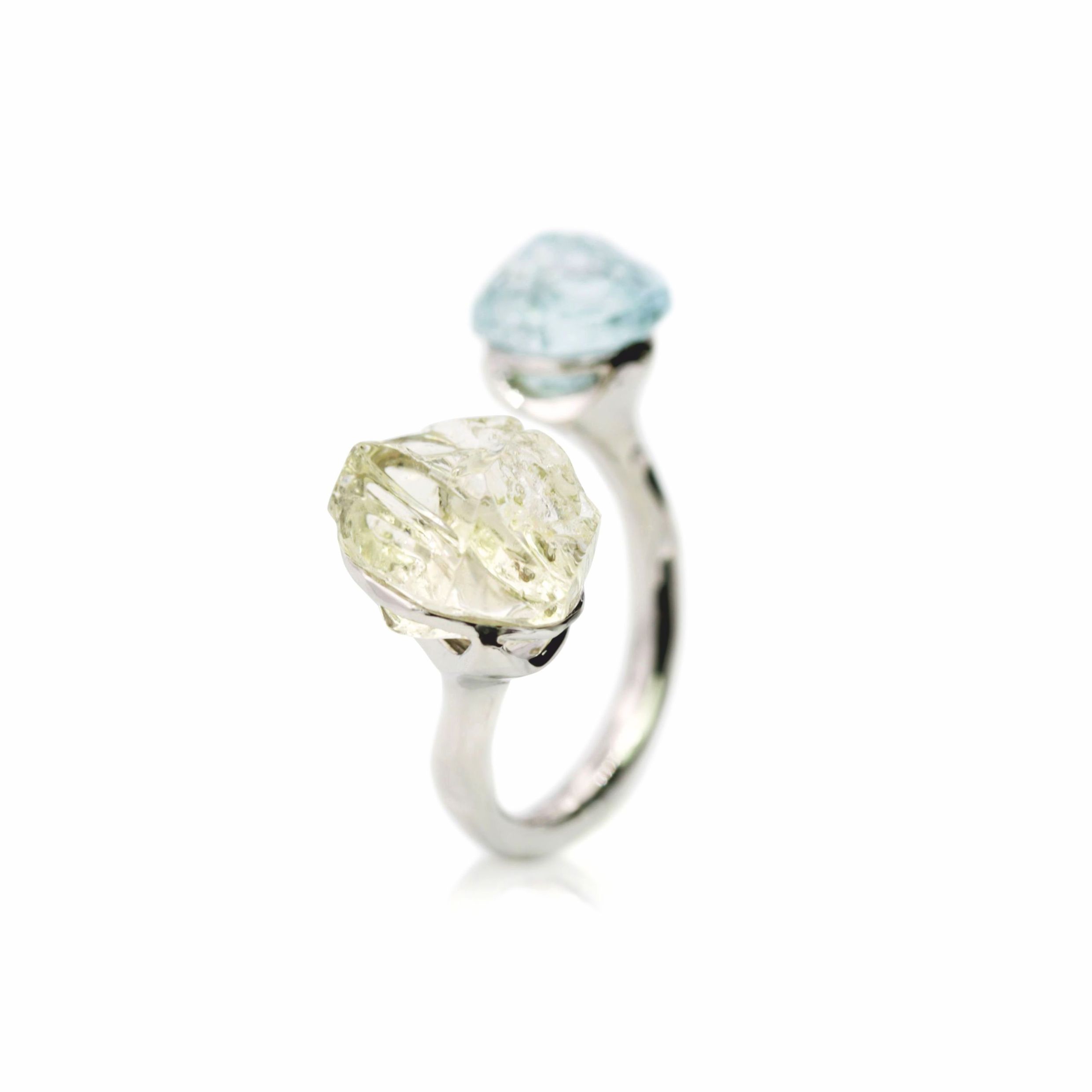 Rough Beryll-Platin-Ring