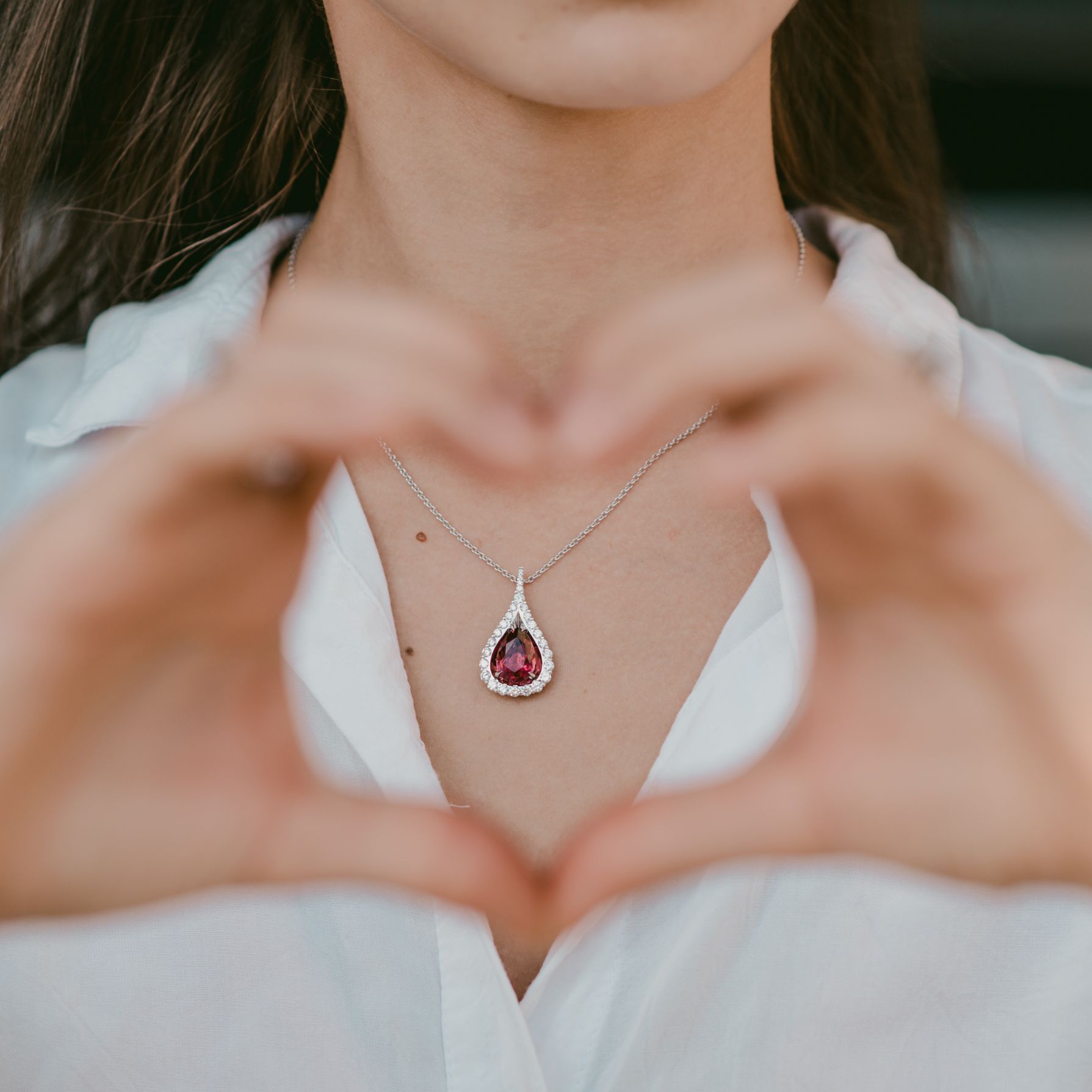 Rubellit Diamant Anhänger