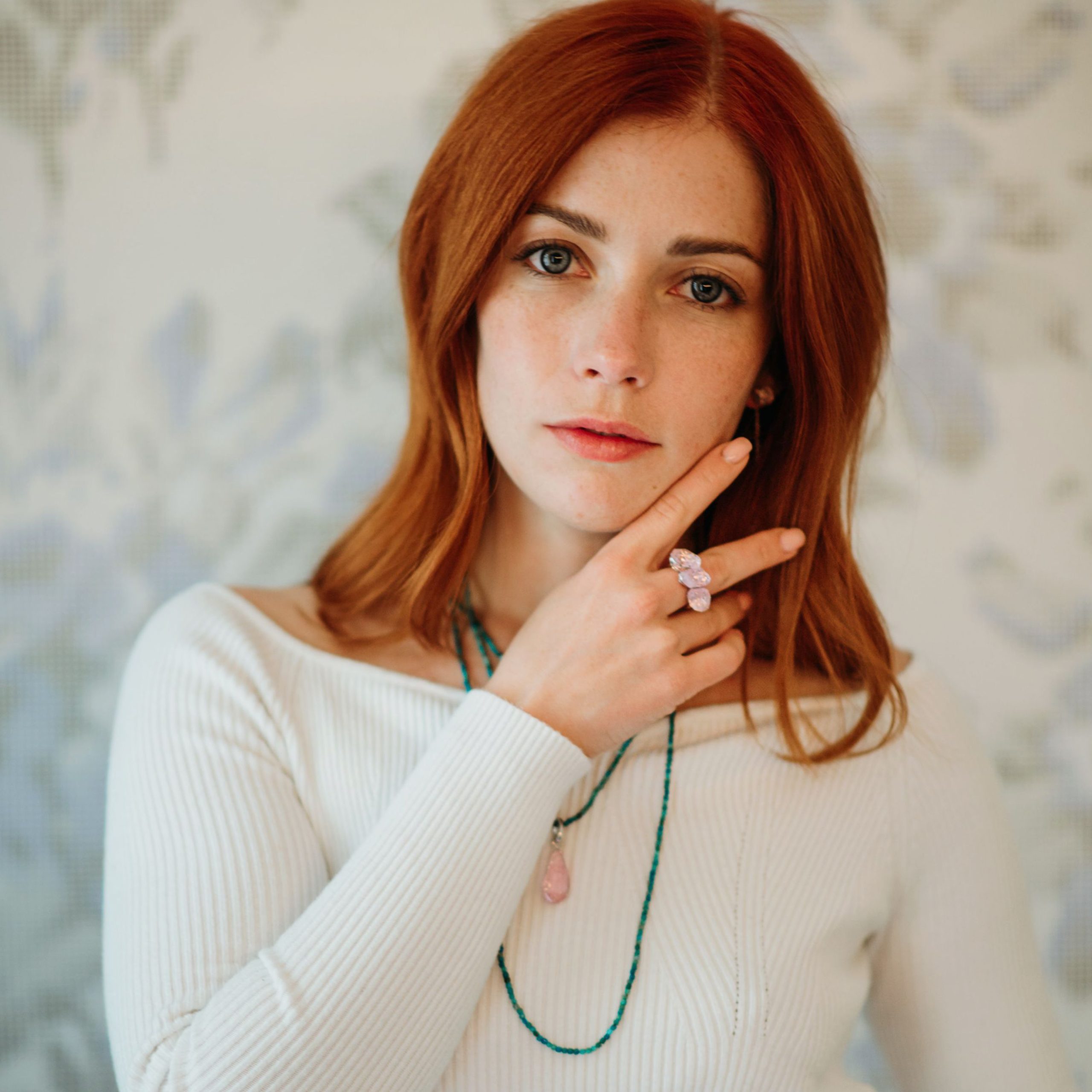 Rough Morganite Platinum Ring