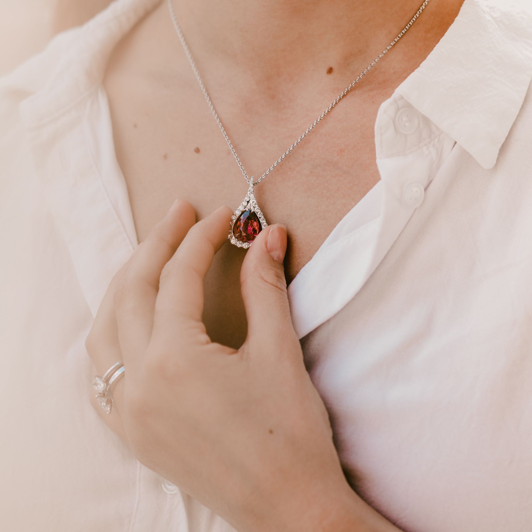 Rubellit Diamant Anhänger