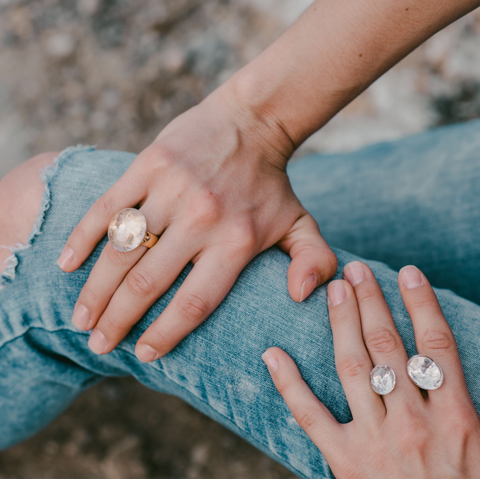 Doppelcabochon Ring Beryll