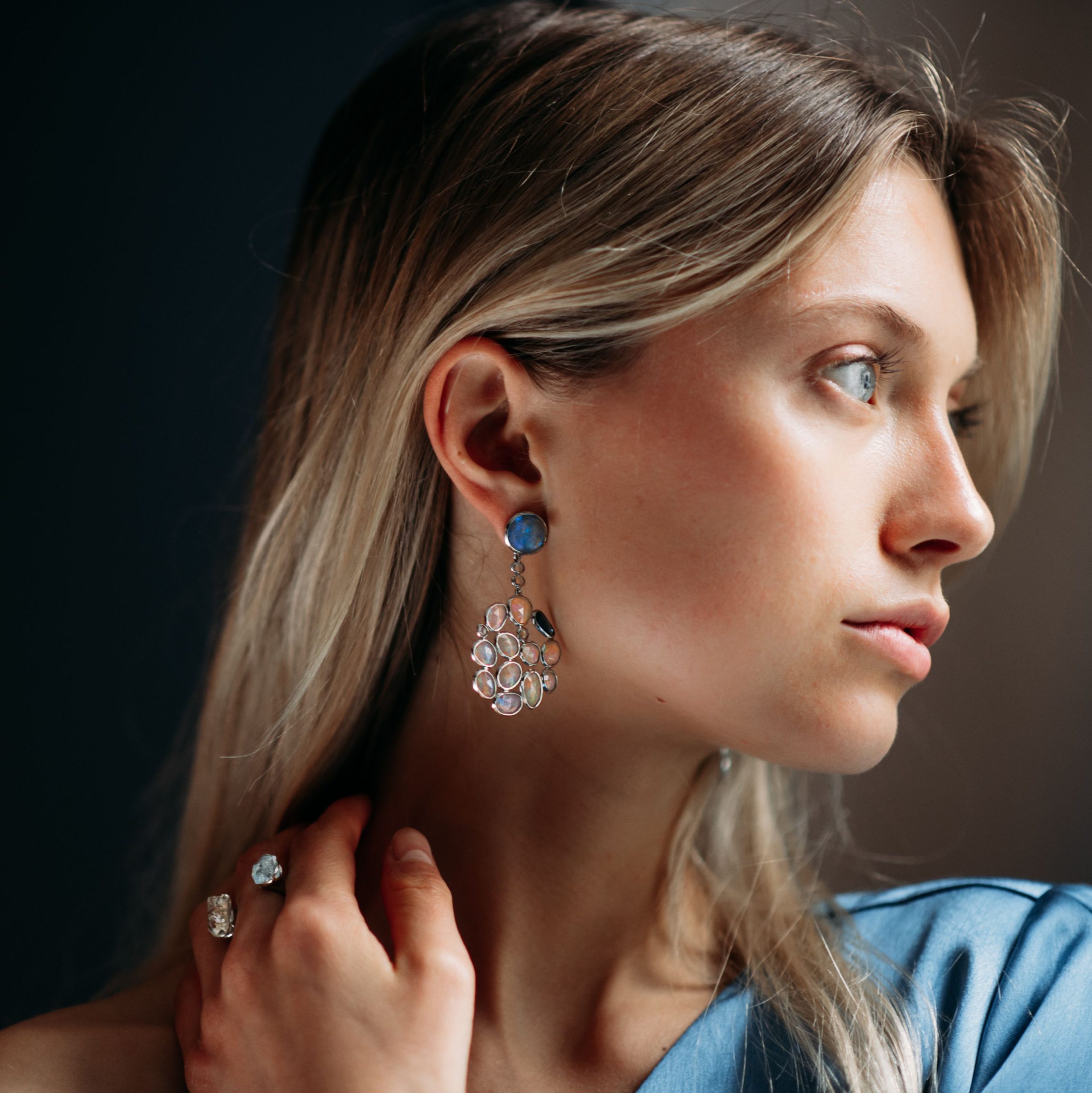 Rough Beryll-Platin-Ring