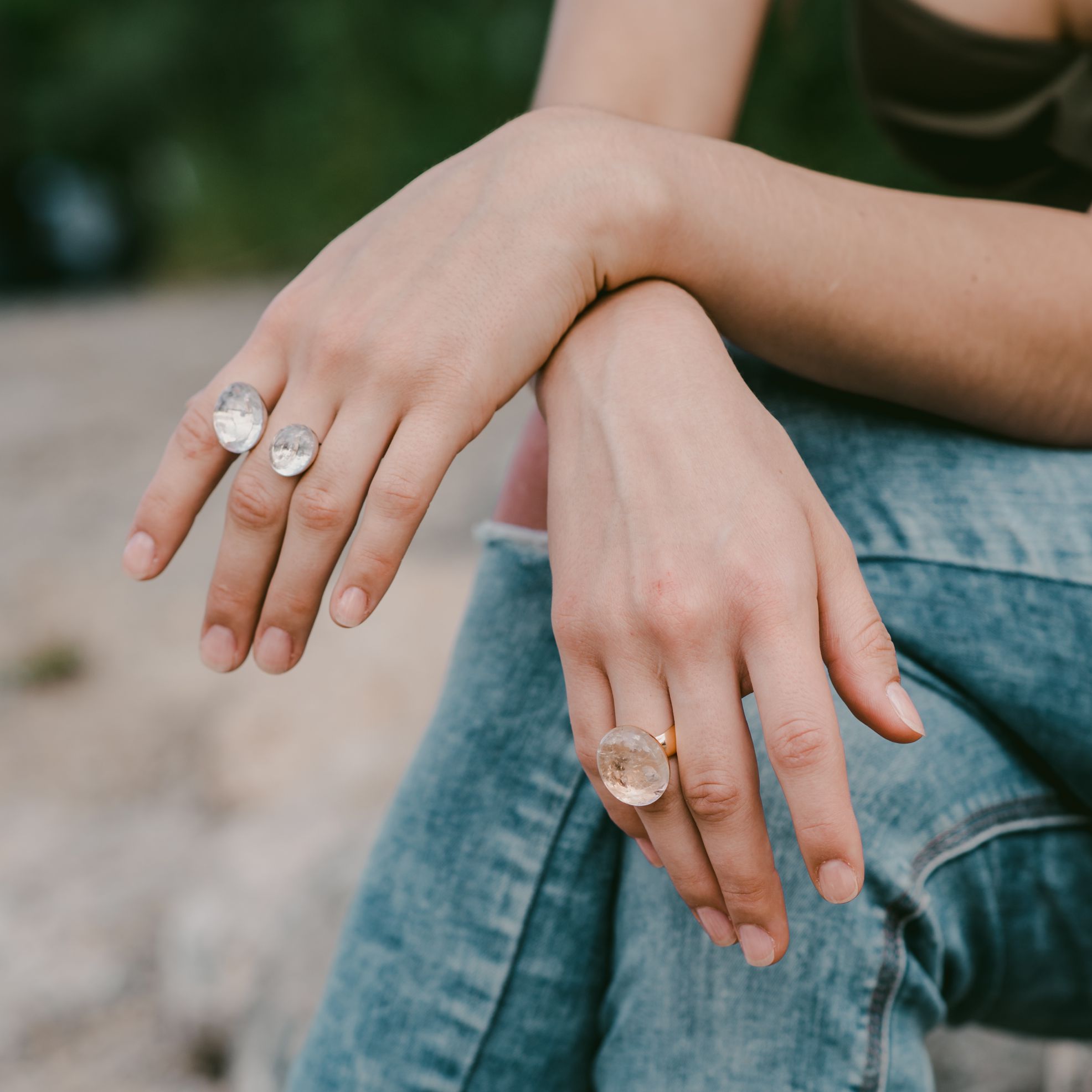 Doppelcabochon Ring Beryll