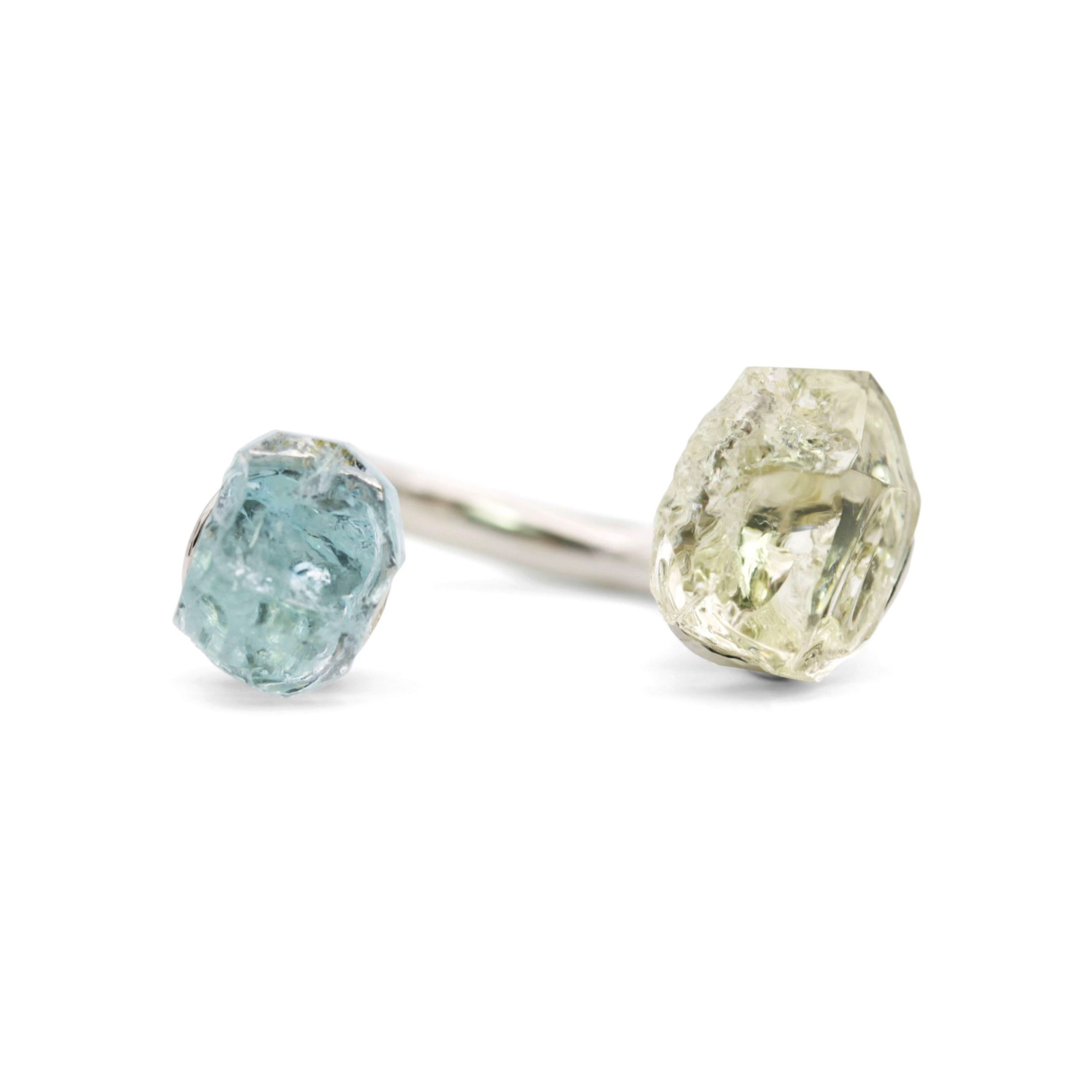 Rough Beryll-Platin-Ring