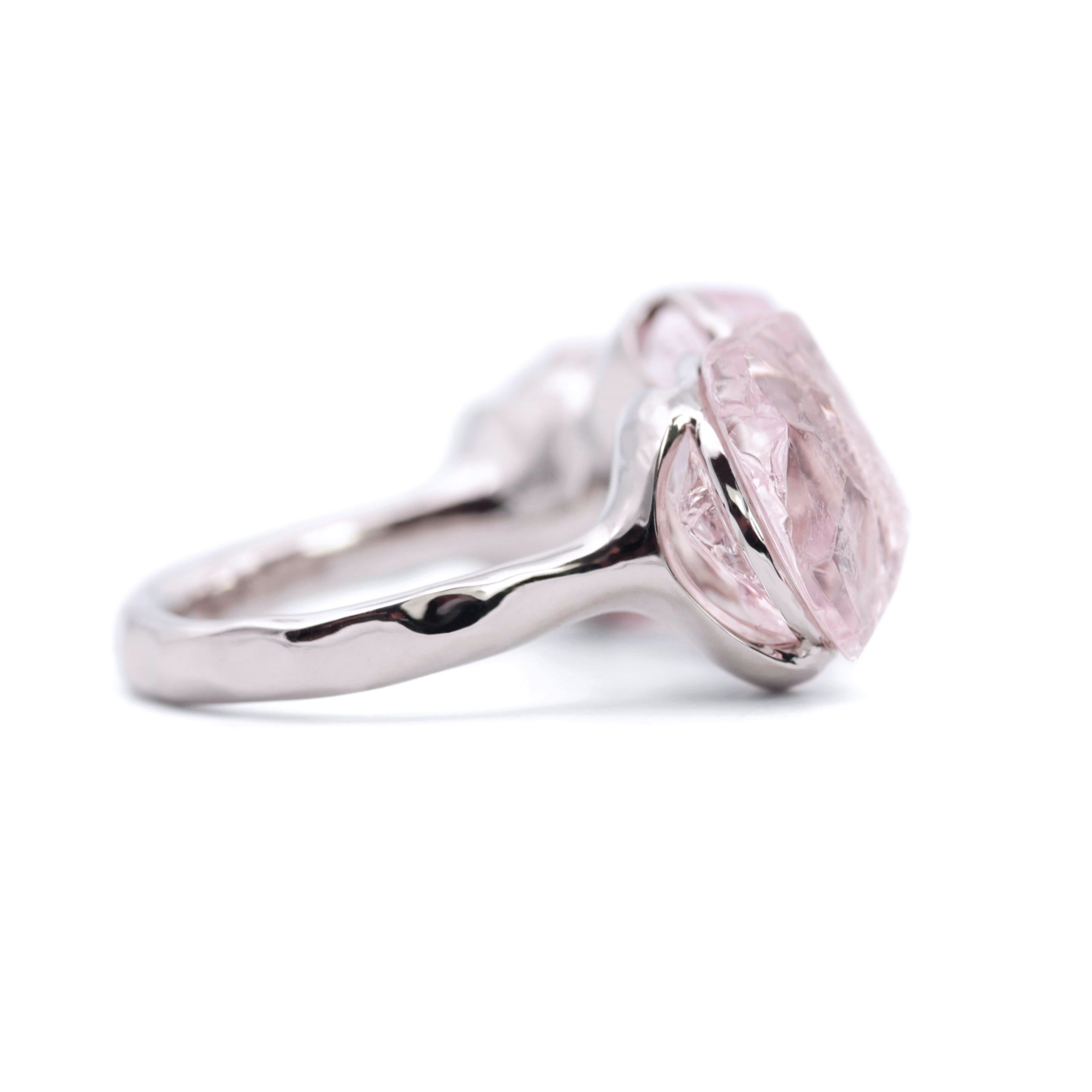 Rough Morganite Platinum Ring