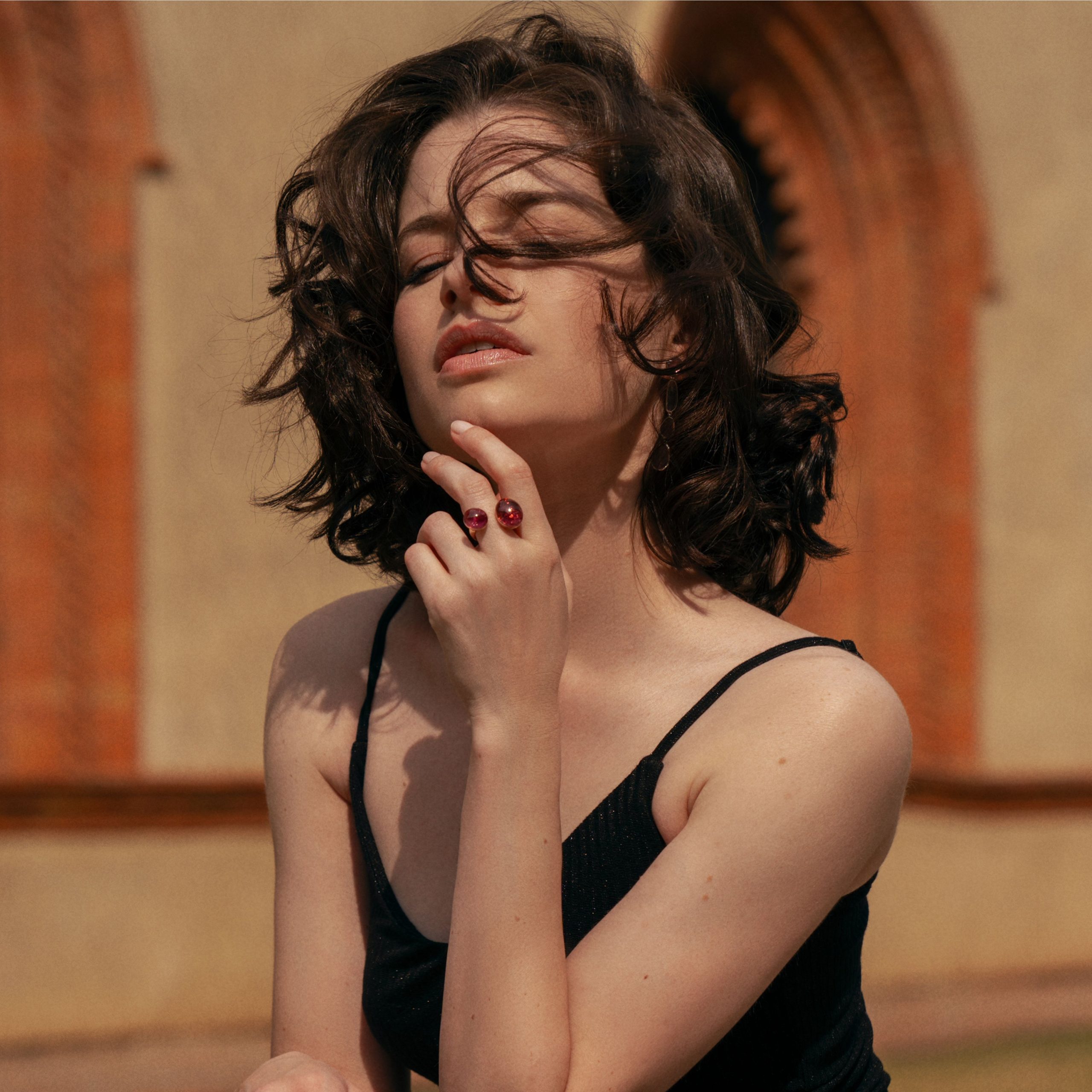 Rubellite Double Cabochon Ring