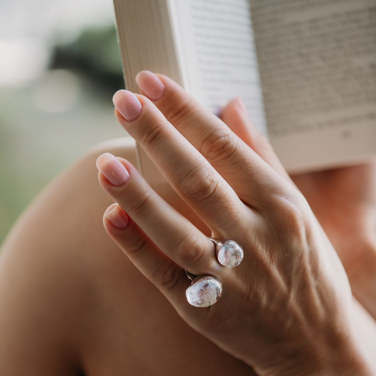 Doppelcabochon Ring Beryll