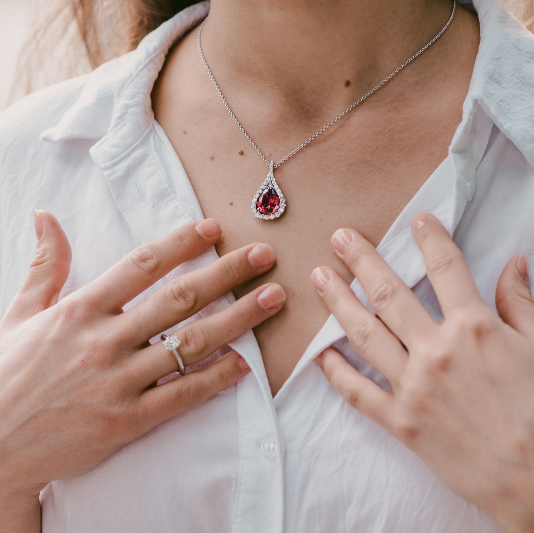 Rubellit Diamant Anhänger