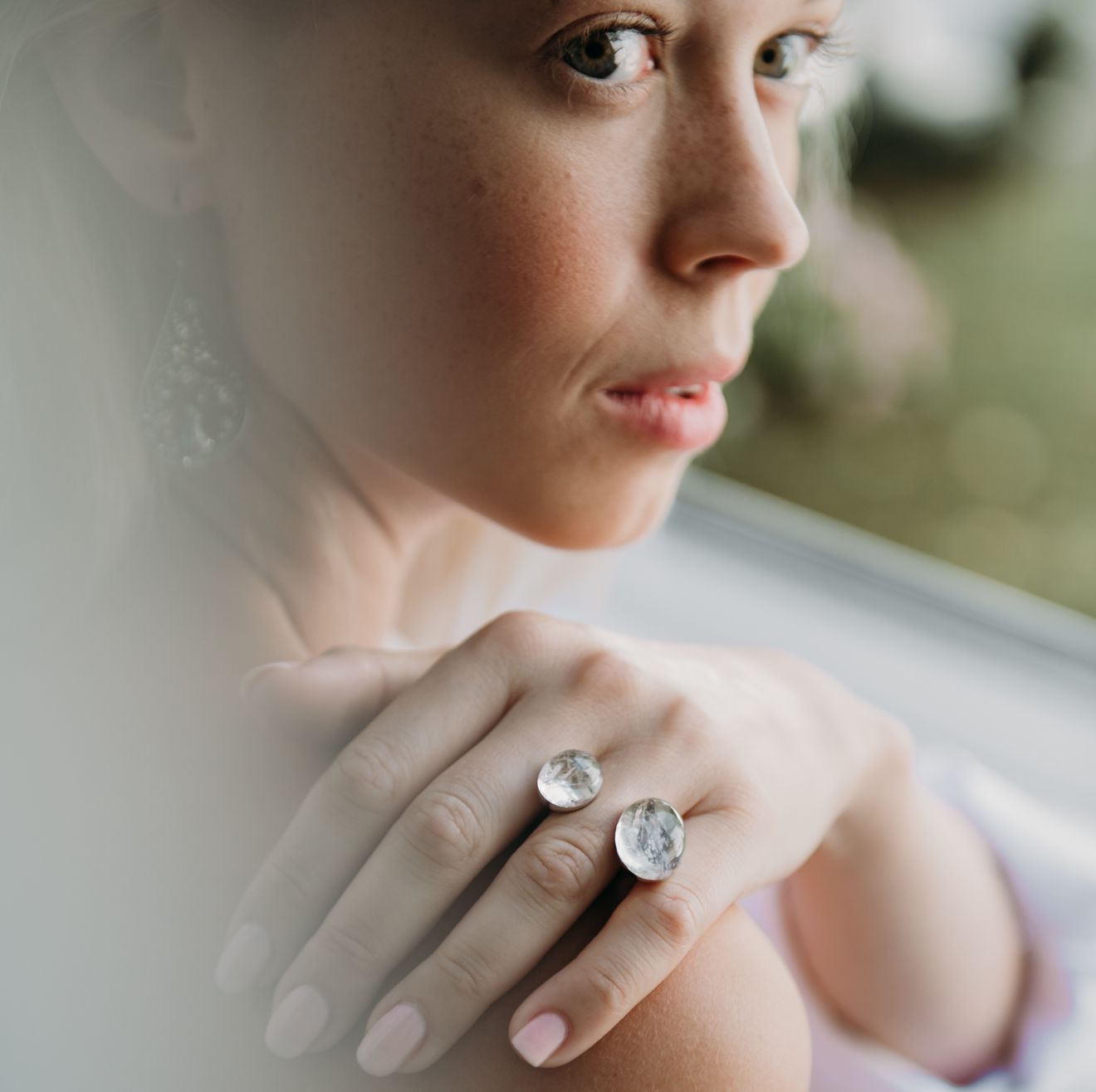 Doppelcabochon Ring Beryll