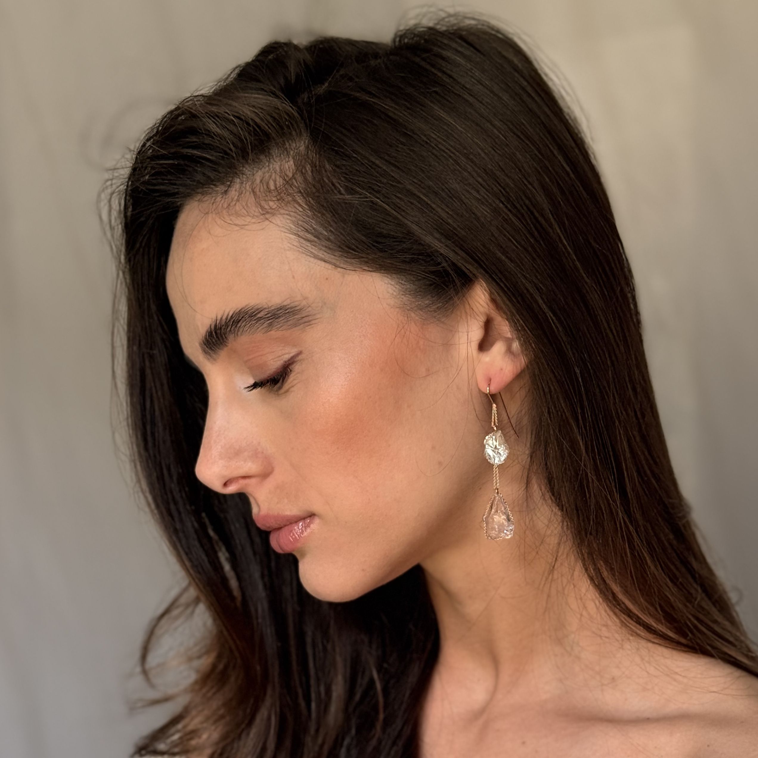 Rough Morganite Earrings