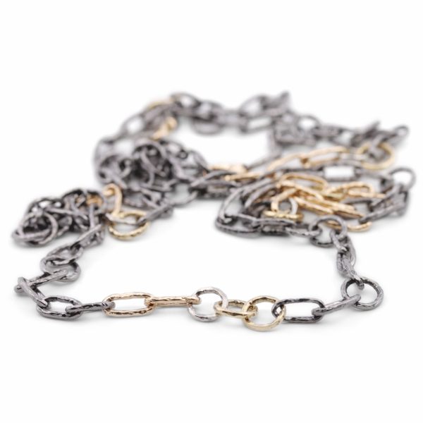Kette Hammerschlag Tantal, Gold, Platin