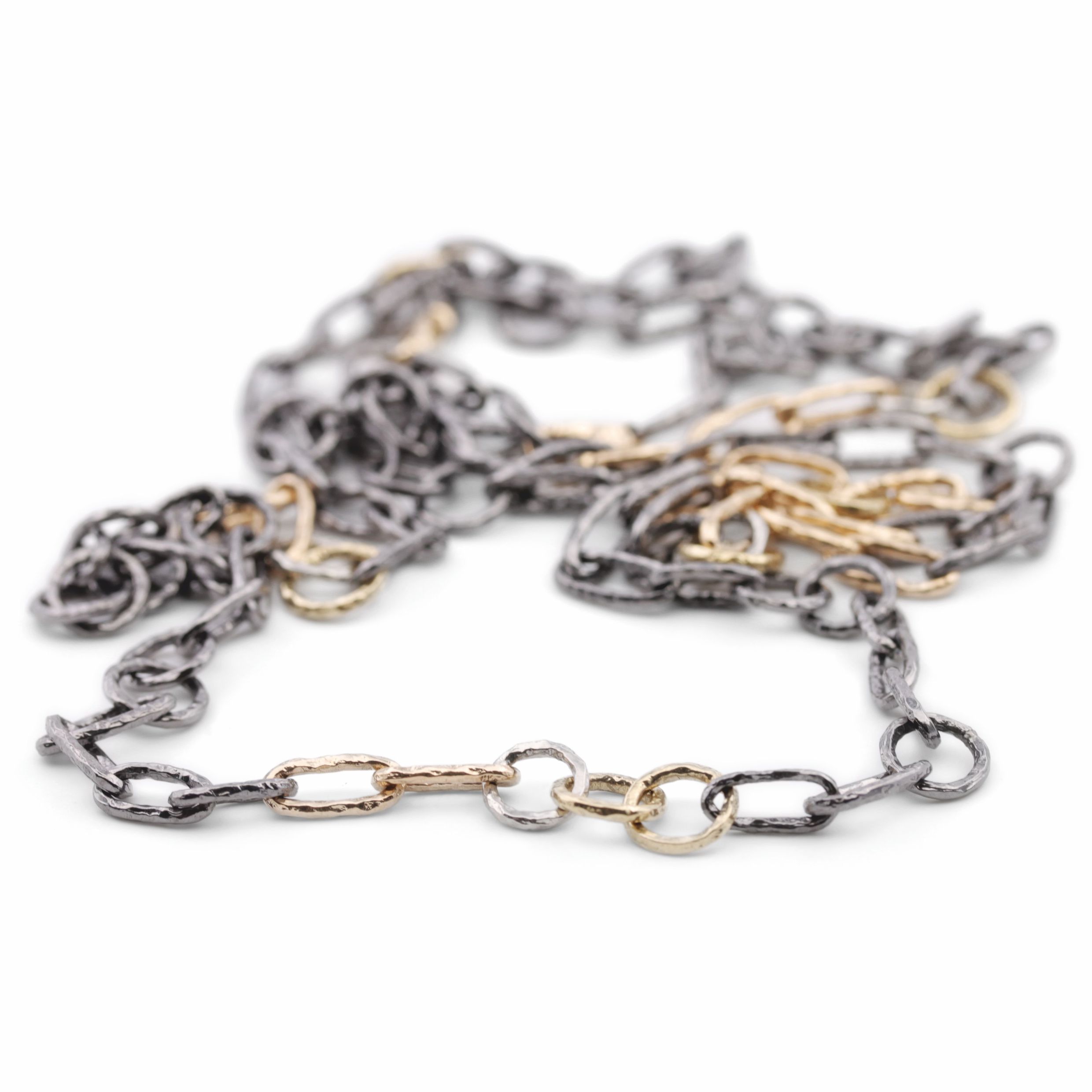 Kette Hammerschlag Tantal, Gold, Platin