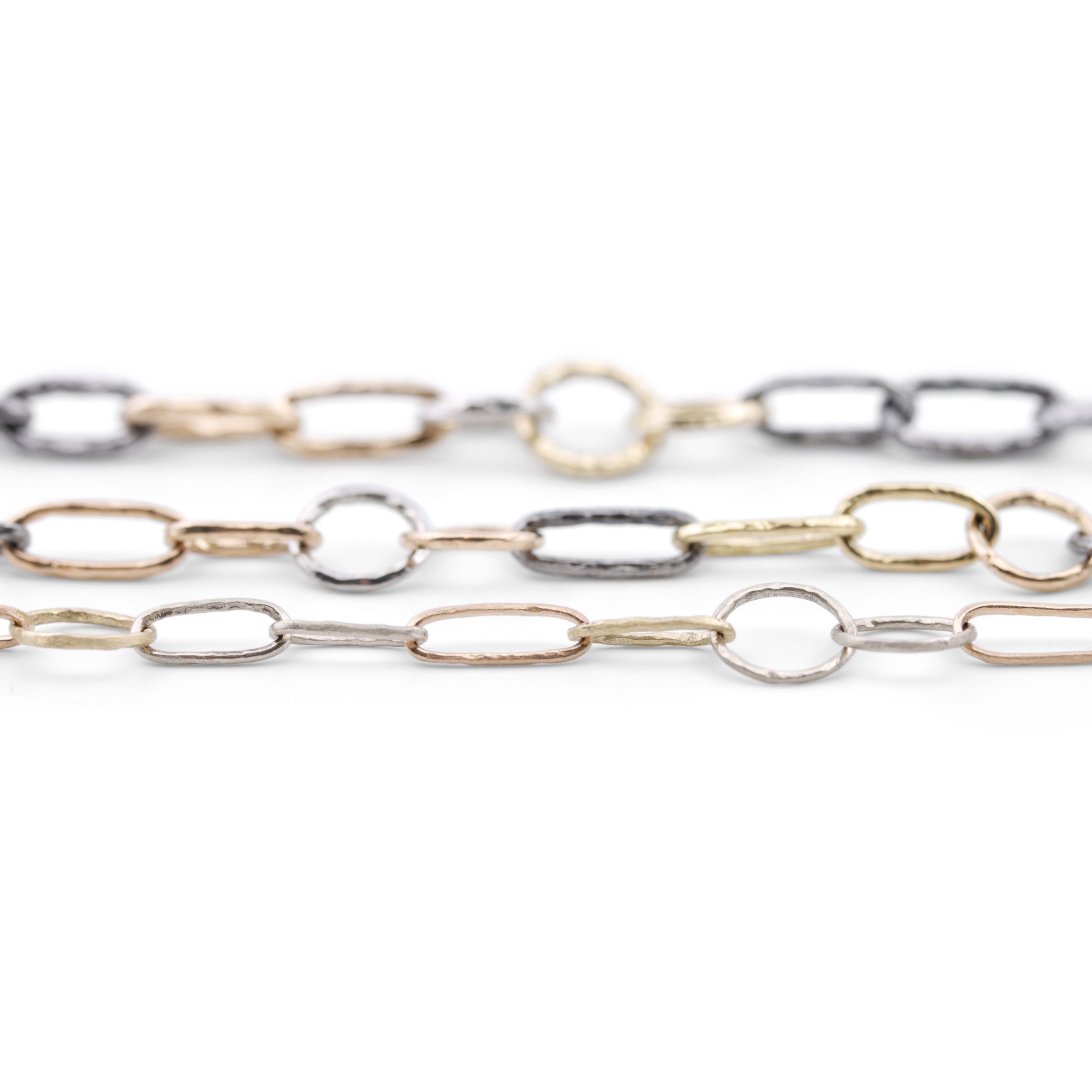 Kette Hammerschlag Tantal, Gold, Platin