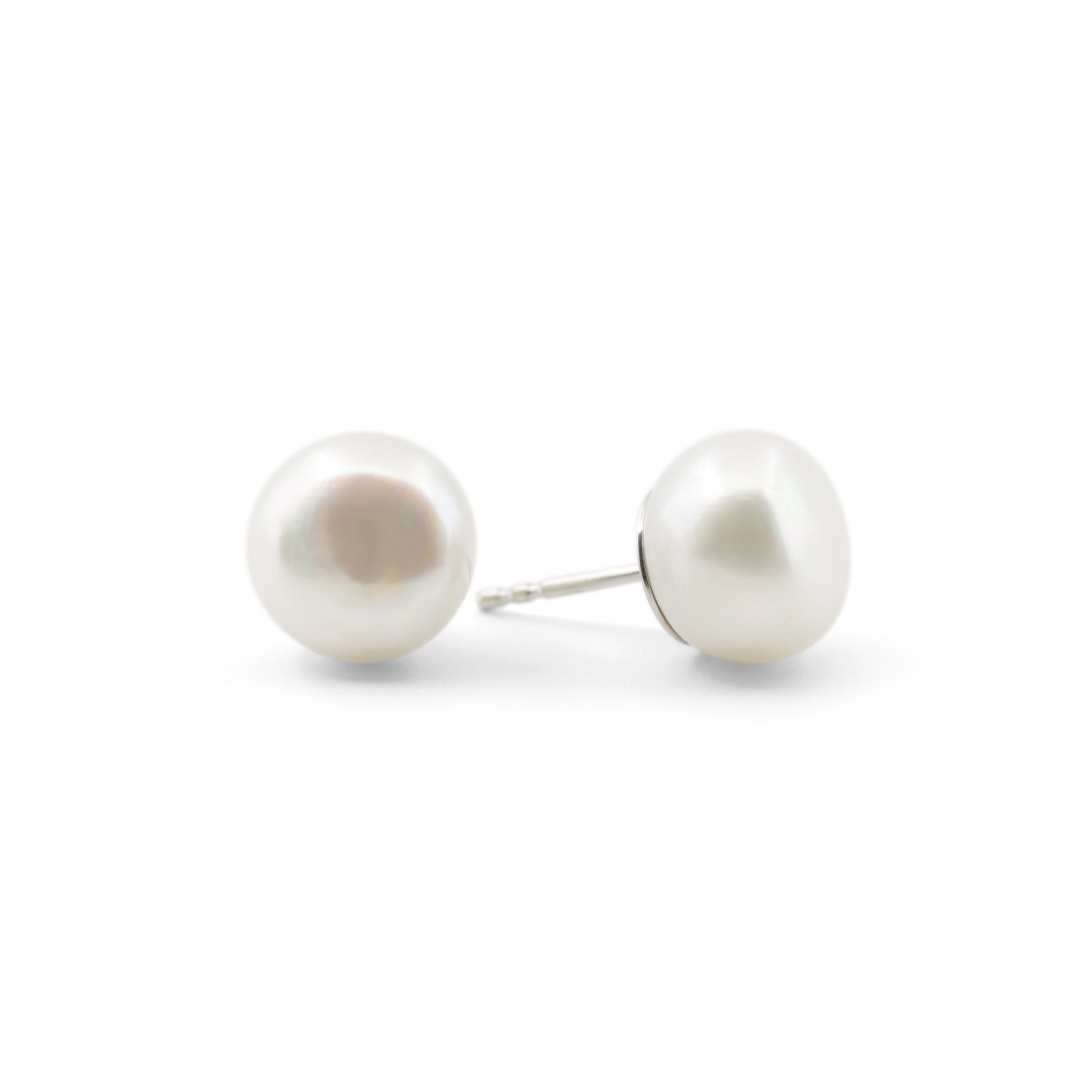 Pearl button stud earrings