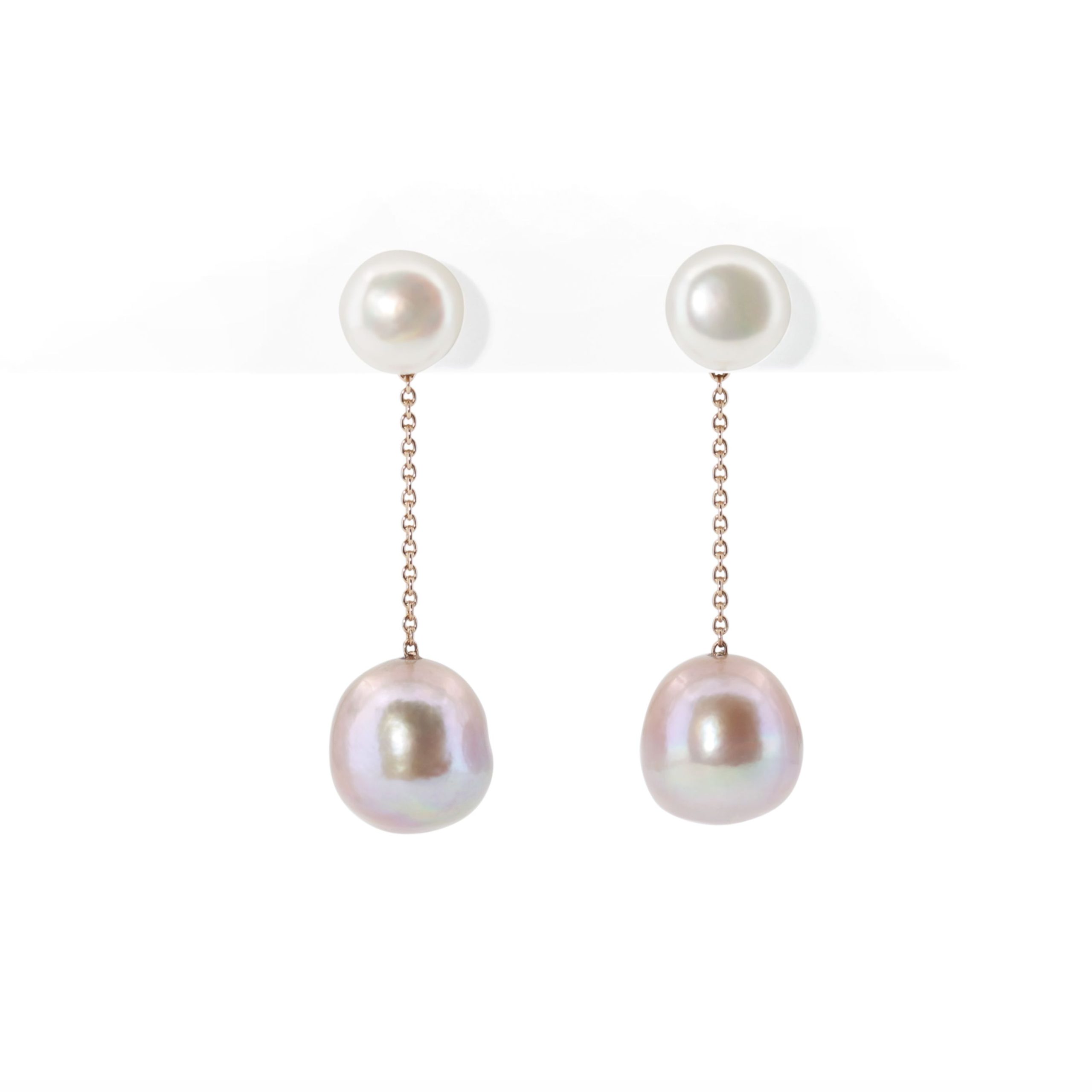 Pearl button stud earrings