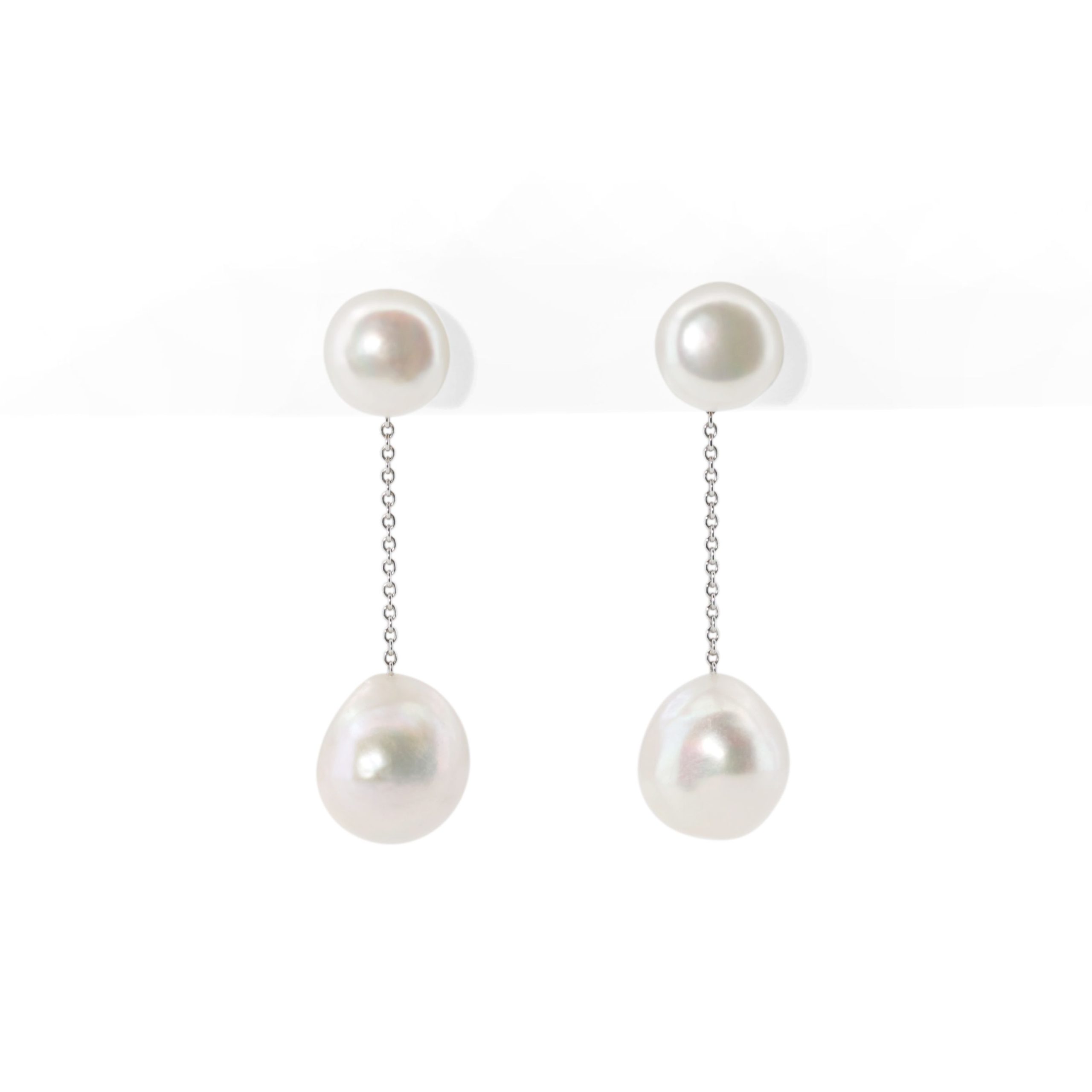 Pearl button stud earrings