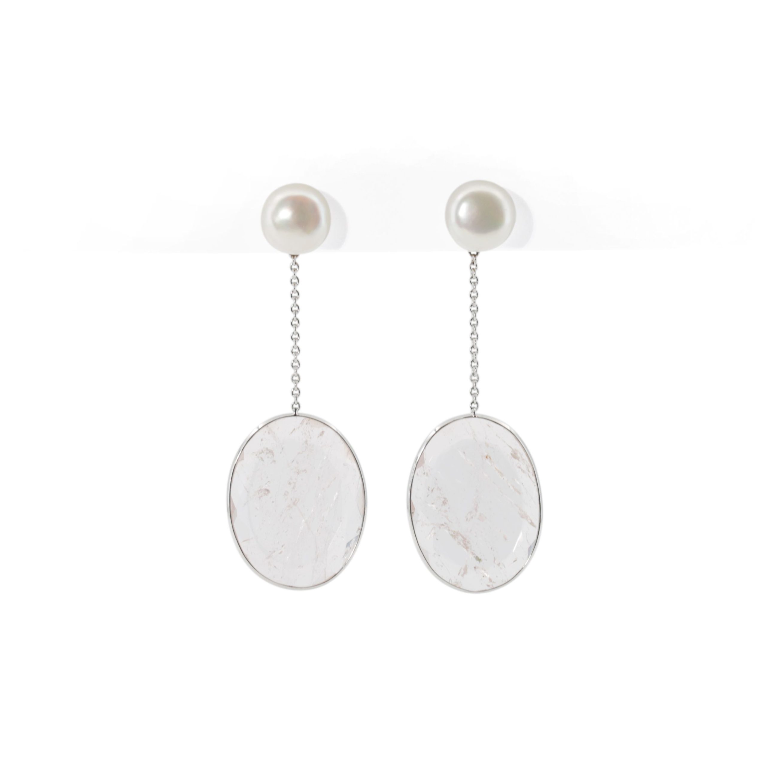 Pearl button stud earrings