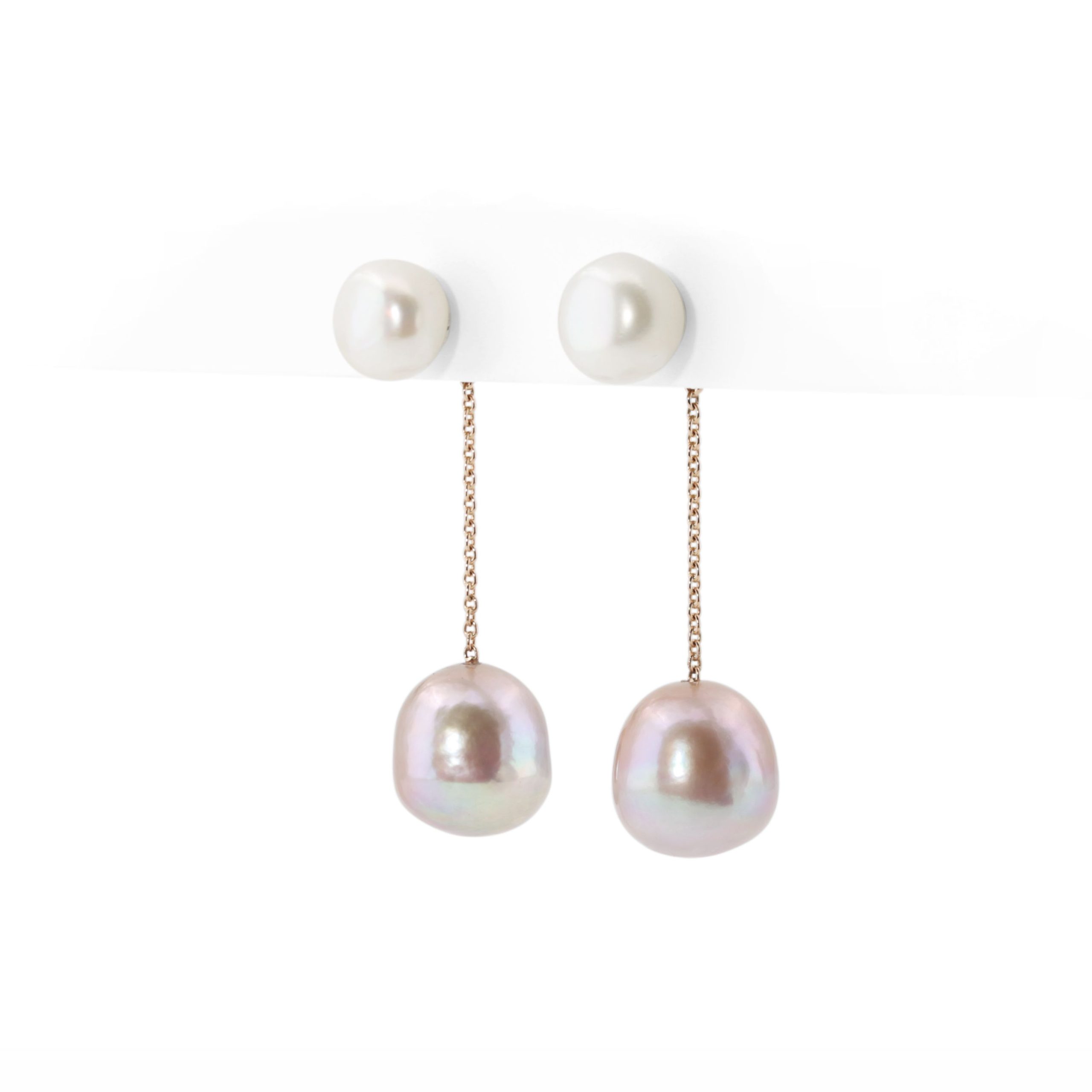 Pearl button stud earrings