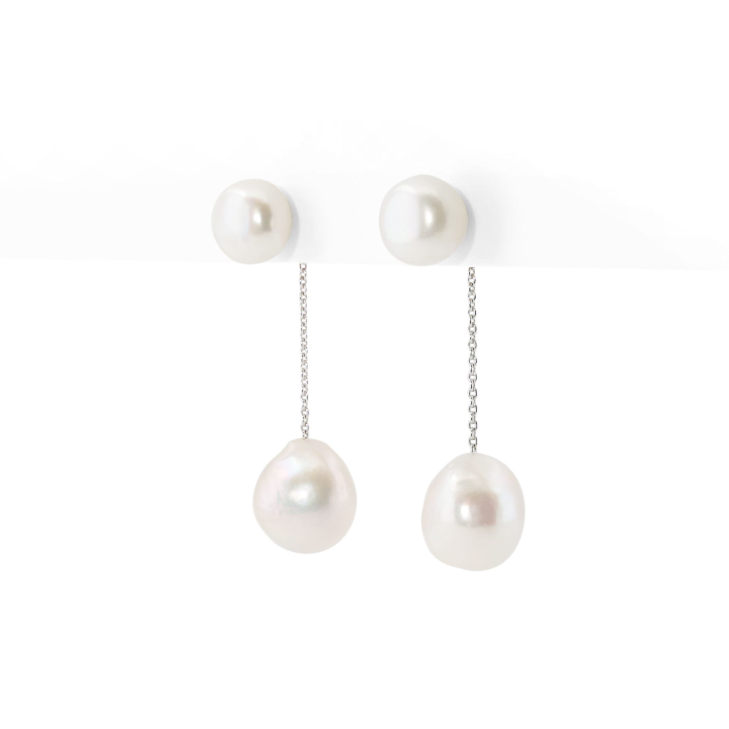 Pearl button stud earrings