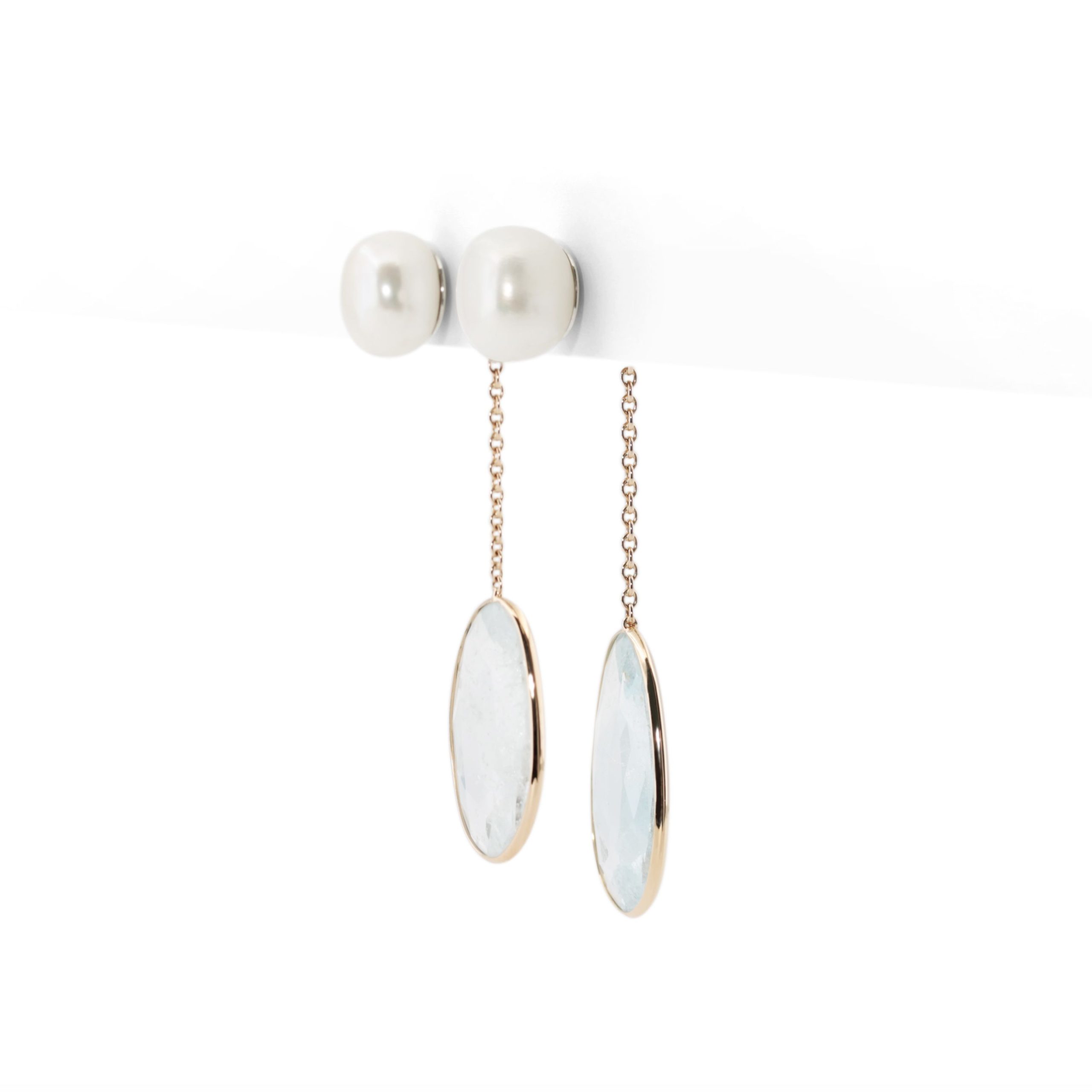 Pearl button stud earrings