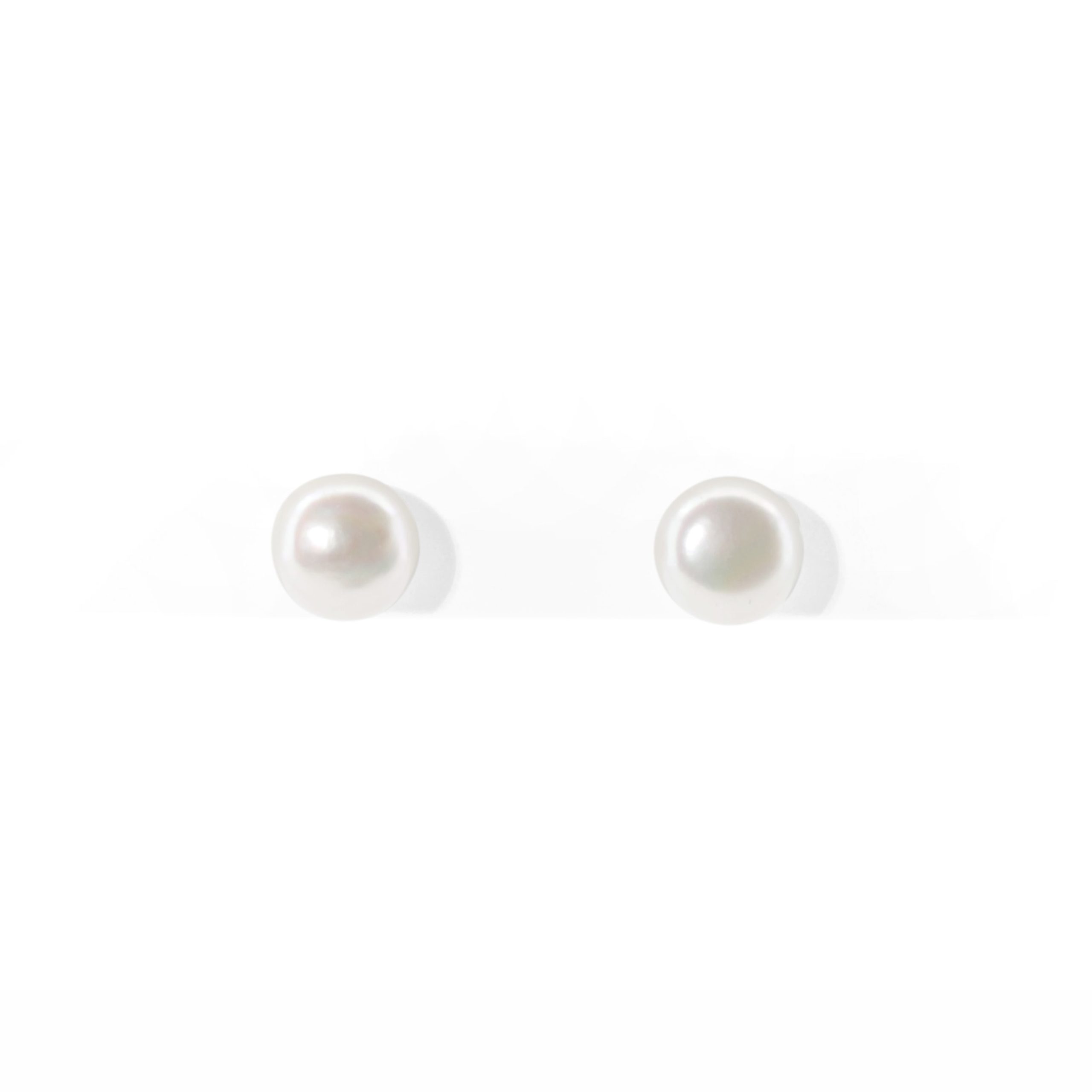 Pearl button stud earrings